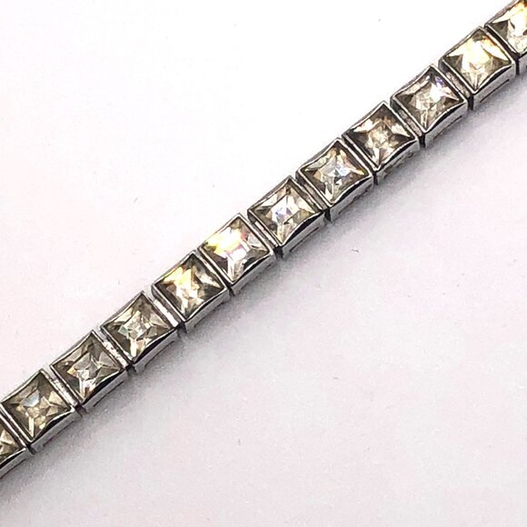 Dorsons 1950s Sterling Silver Princess Cut Clear Crystal Rhinestone Choke - Picture 8 of 13